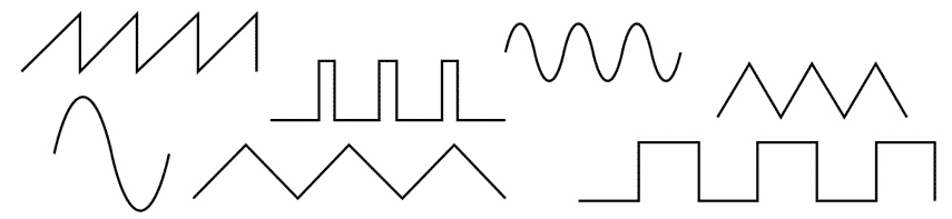 电子波形和信号 - 正弦，正方形，三角形，坡道，脉冲等
